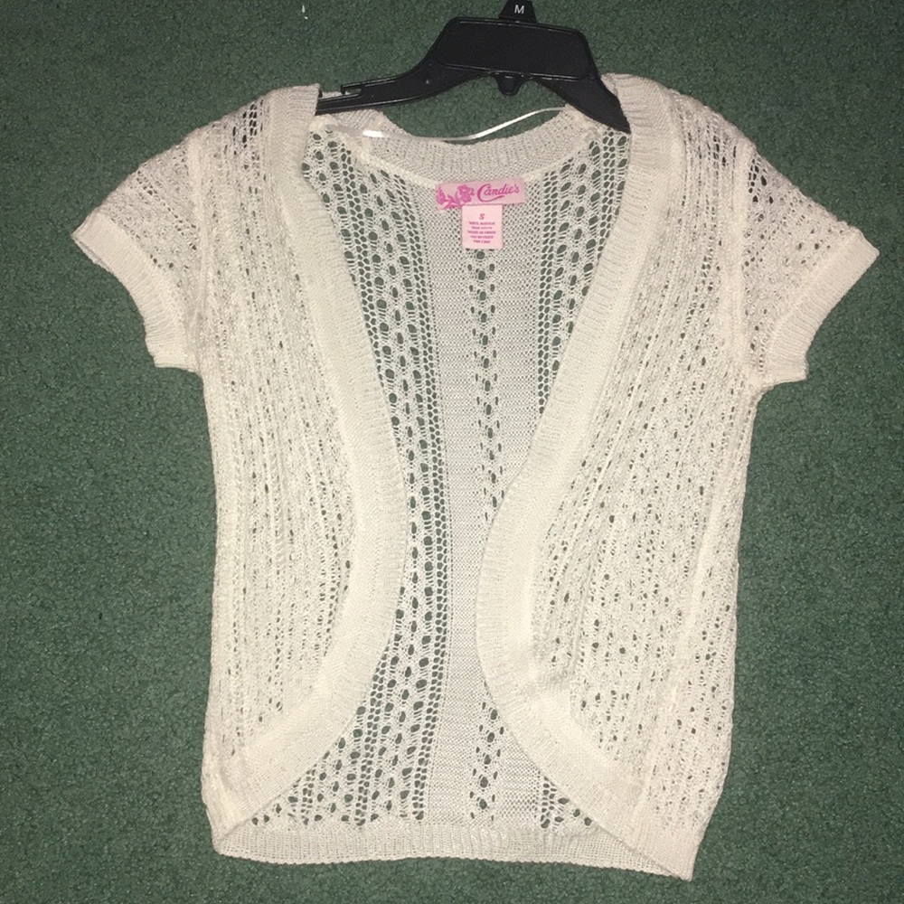 Candie’s White Short Sleeve Cardigan